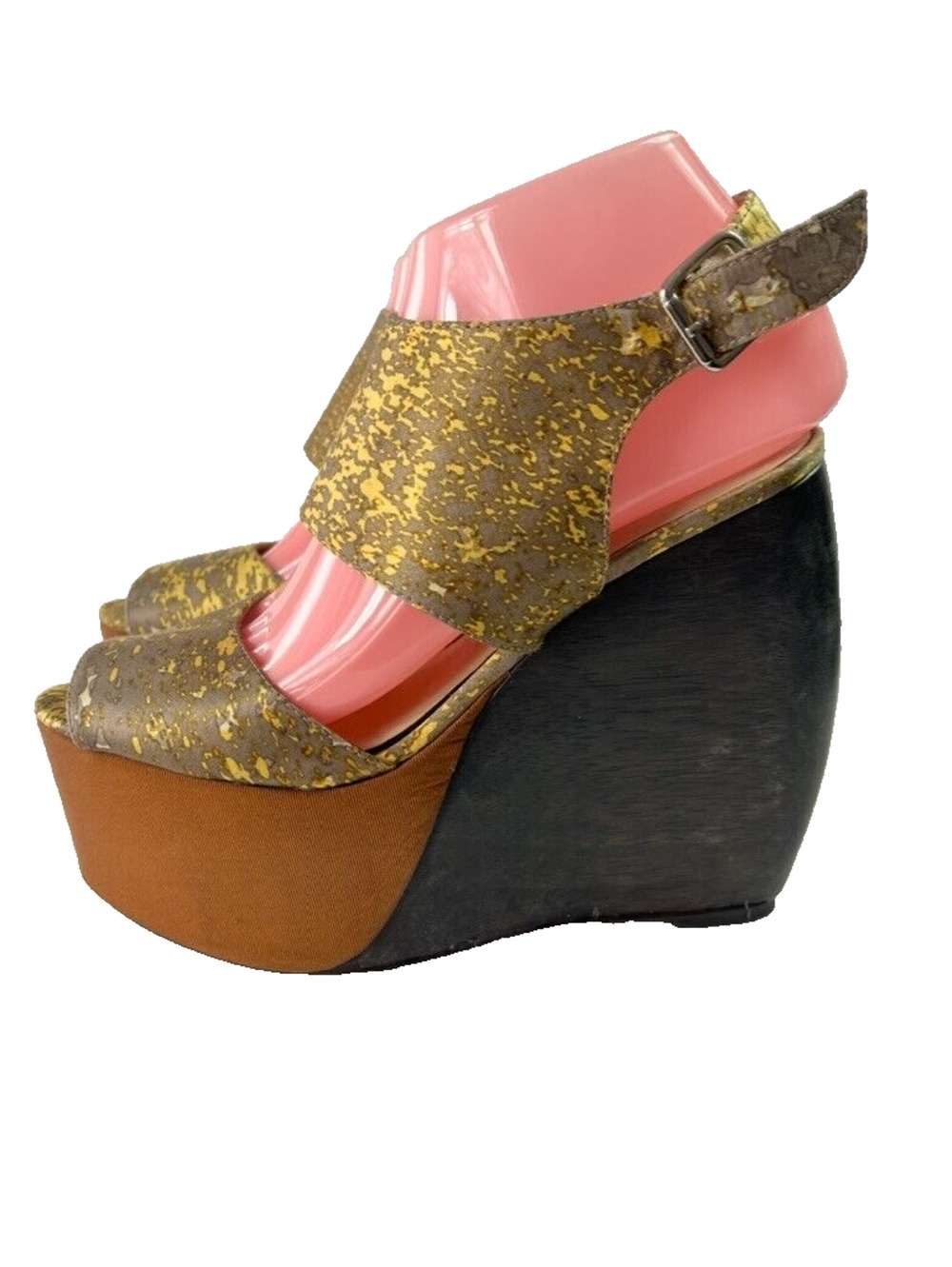 LOEFFLER RANDALL Suno Shoes Womens 8B Estrella Ankle-Strap Wedge Sandal